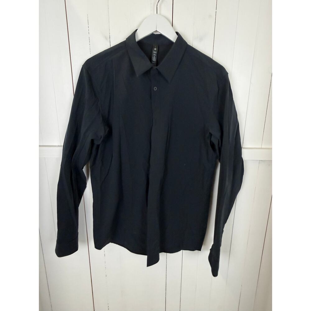 Lululemon Men's Navy Blue Button-Down Shirt Size L Excellent